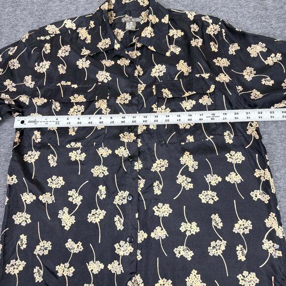 Silk Icon Women's 100% Silk Button Down Medium Floral Front Pockets Eclectic - Picture 3 of 8
